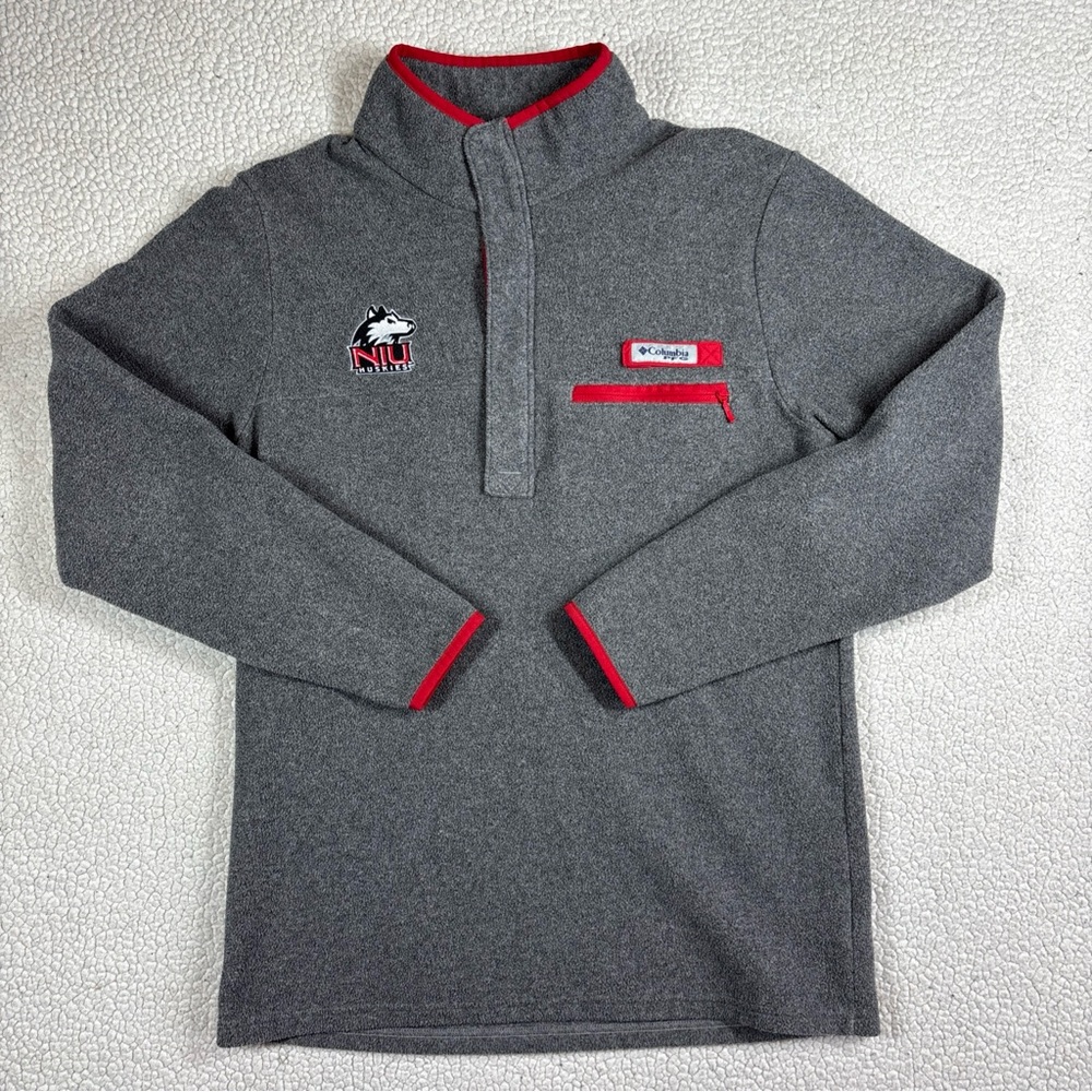 Columbia PFG NIU Huskies NCAA 1/4 Snap Fleece Pullover Men’s Small Grey/Red
